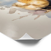 Poster Rooster d'aquarelle avec pousses no 4 (Coin)