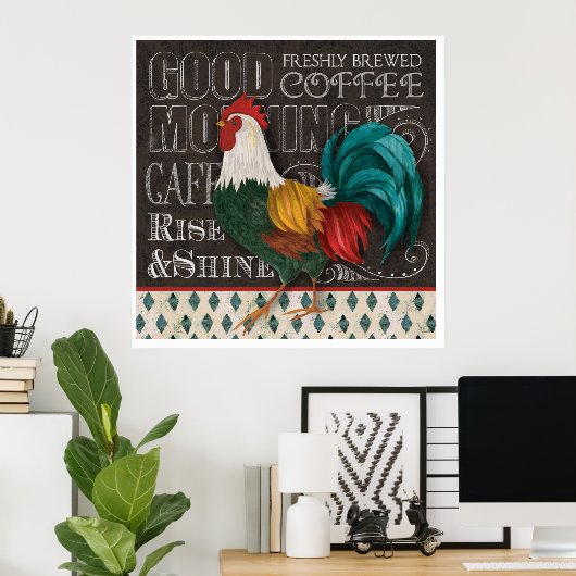 Poster Rooster du bon matin (Bureau à domicile)