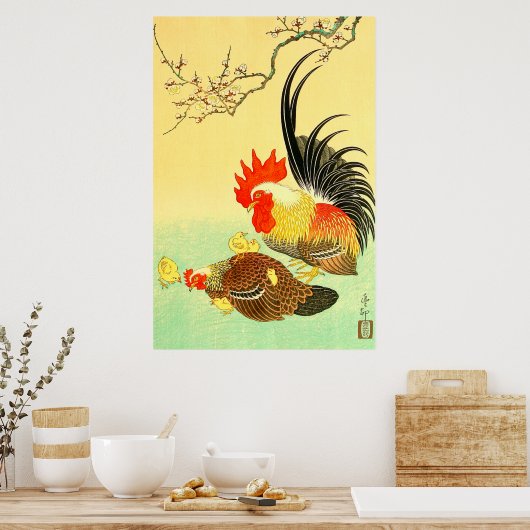 Poster Rooster et Hen Ohara Koson 1930 (Cuisine)