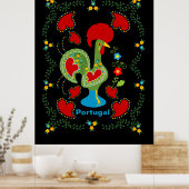 Poster Rooster portugais de la chance en vert (Cuisine)