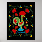Poster Rooster portugais de la chance en vert (Devant)