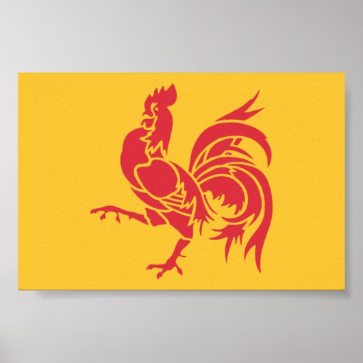 Poster Rooster rouge (Drapeau de Wallonie) (Devant)