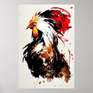 Poster Rooster Wild Nature Esprit libre Art Peinture de p