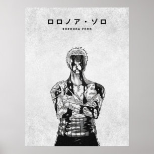 Poster Roronoa Zoro One Piece Minimaliste Manga