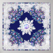 Poster Rosace bleue et flocon de neige (Devant)