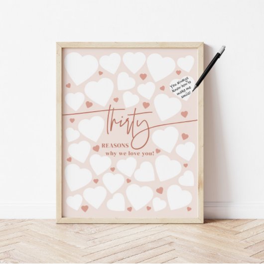 Poster Rose 30 Raisons pour lesquelles nous vous aimons c