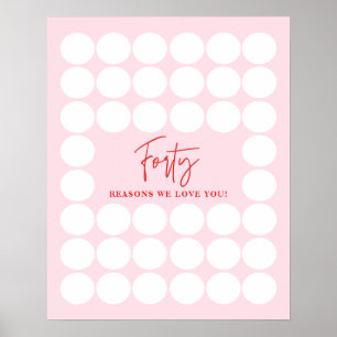 Poster Rose 40 Raisons Nous Vous Aimons Anniversaire Cade