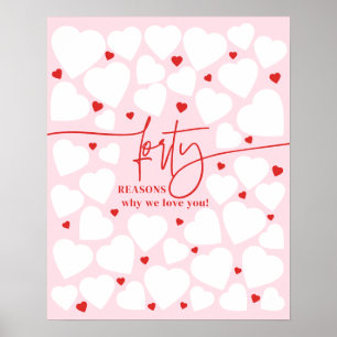 Poster Rose 40 Raisons Nous Vous Aimons Coeurs Cadeau Ann