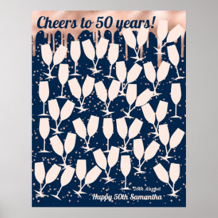 Poster Rose 50e Anniversaire Livre d'invité - Cheers to 5