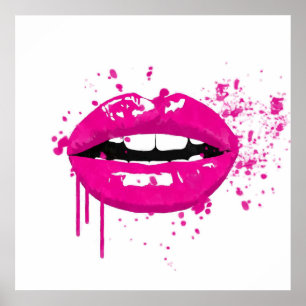 Poster Rose à la mode de baiser de lèvres de maquillage