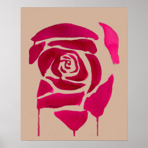Poster Rose Abstrait floral Art original