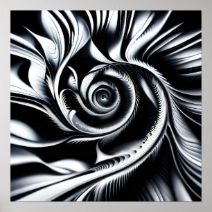 Poster Rose Abstrait noir et blanc