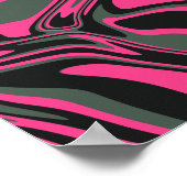 Poster Rose Abstrait, vert foncé et noir (Coin)