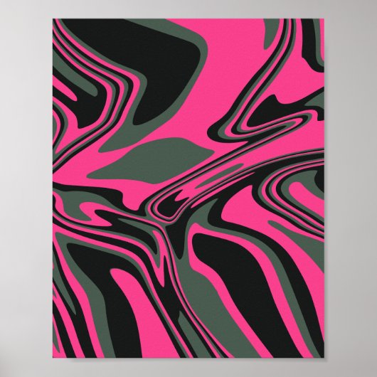 Poster Rose Abstrait, vert foncé et noir (Devant)