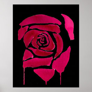 Poster Rose abstraite gothique saignant Art original