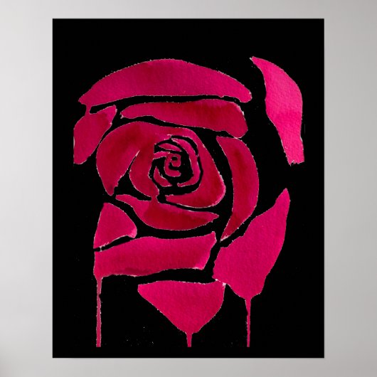 Poster Rose abstraite gothique saignant Art original (Devant)