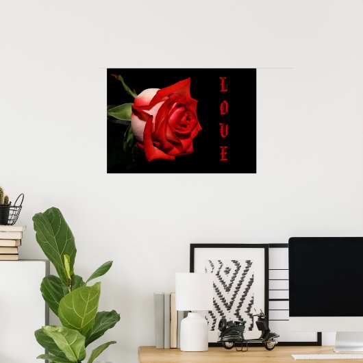 POSTER ROSE AMOUR (Bureau à domicile)