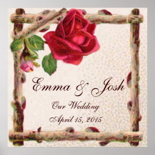Poster Rose ancienne vintage rustique victorienne antique