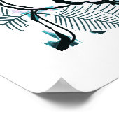 Poster Rose Aqua Blanc Noir Moderne - Fleur Pop Art (Coin)