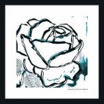 Poster Rose Aqua Blanc Noir Moderne - Fleur Pop Art<br><div class="desc">Unique rose bleu aqua avec encre noire,  belle fleur d'aquarelle Belle affiche de Marie Christine Belkadi,  l'impression est vendue sans cadre mais vous pouvez sélectionner ici sur Zazzle un cadre pour votre décoration murale cadeau © Copyright! www.mariechristinebelkadi.com</div>