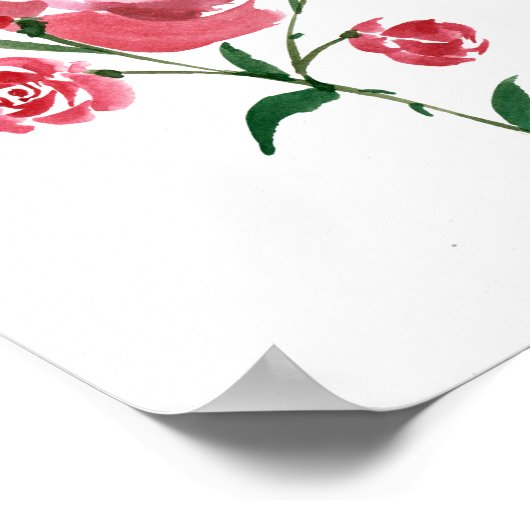 Poster Rose Aquarelle complexe (Coin)