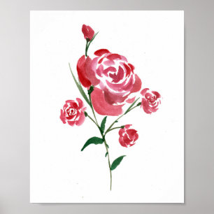 Poster Rose Aquarelle complexe