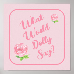 Poster Rose aquarelle peinte à la main QUE DIRAIT DOLLY ?