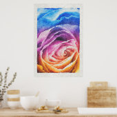 Poster Rose arc-en-ciel aquarelle (Cuisine)