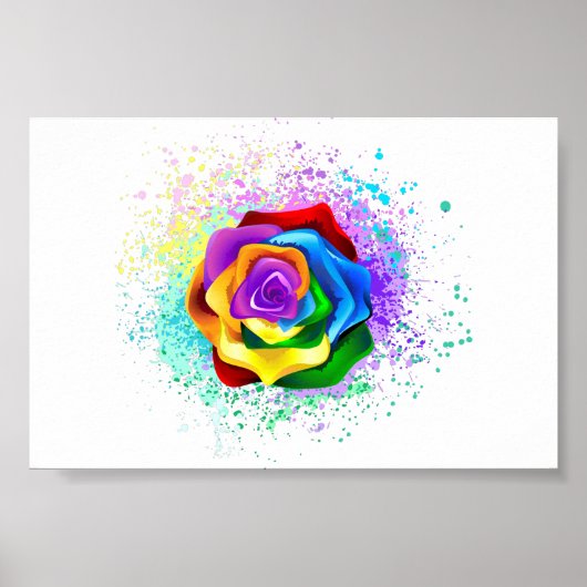 Poster Rose arc-en-ciel coloré (Devant)