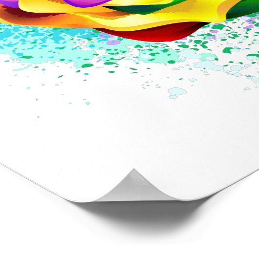 Poster Rose arc-en-ciel coloré (Coin)