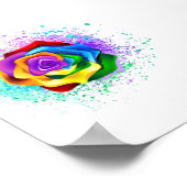 Poster Rose arc-en-ciel coloré (Coin)