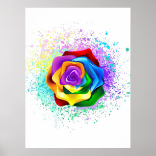 Poster Rose arc-en-ciel coloré