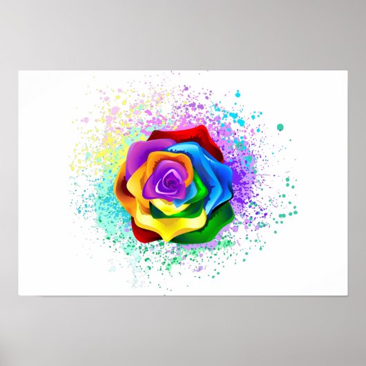 Poster Rose arc-en-ciel coloré (Devant)