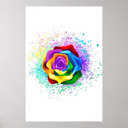 Poster Rose arc-en-ciel coloré (Devant)