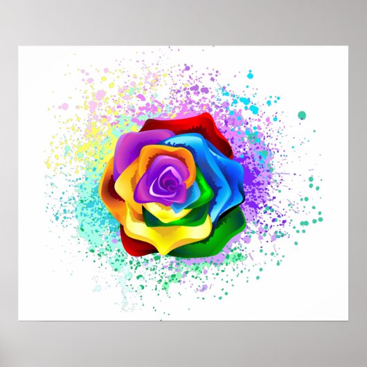 Poster Rose arc-en-ciel coloré (Devant)