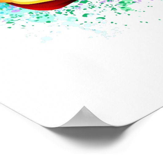 Poster Rose arc-en-ciel coloré (Coin)