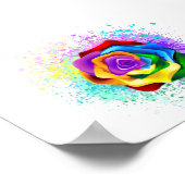 Poster Rose arc-en-ciel colorée (Coin)