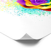 Poster Rose arc-en-ciel colorée (Coin)
