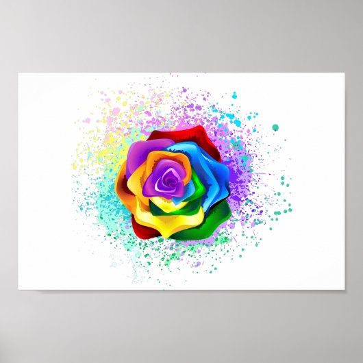 Poster Rose arc-en-ciel colorée (Devant)