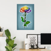 Poster Rose arc-en-ciel unique (Bureau à domicile)