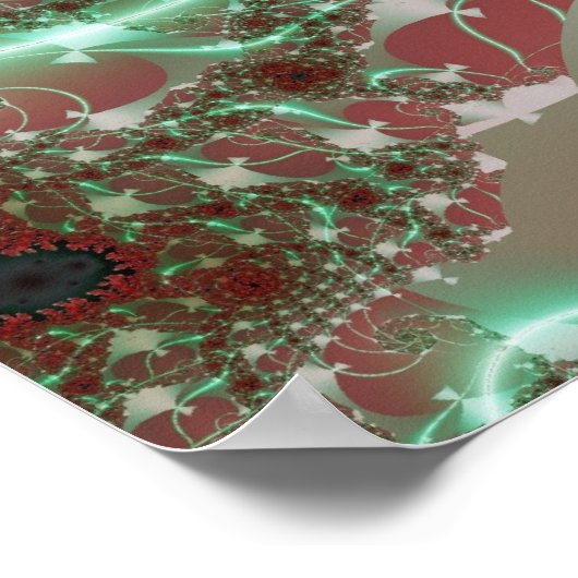 Poster Rose | Art fractal rouge et vert (Coin)