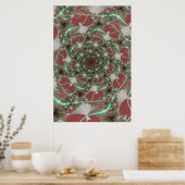 Poster Rose | Art fractal rouge et vert (Cuisine)