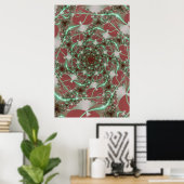 Poster Rose | Art fractal rouge et vert (Bureau à domicile)