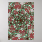 Poster Rose | Art fractal rouge et vert (Devant)