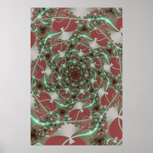 Poster Rose | Art fractal rouge et vert (Devant)