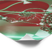 Poster Rose | Art fractal rouge et vert (Coin)
