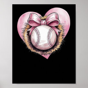 Poster Rose Avec Bow Et Coeur - Sote Softball Aesthétique