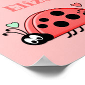 Poster Rose avec les coeurs de coccinelle et nom de bébé (Coin)