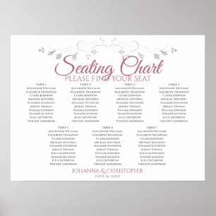 Poster Rose & blanc Élégant 7 Mariage de table