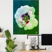 Poster Rose blanche au coeur foncé - peinture à l'huile (Bureau à domicile)